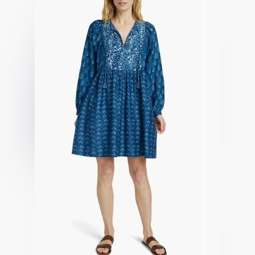 NEW…FAHERTY Solstice Cotton and Silk Patterned Dress